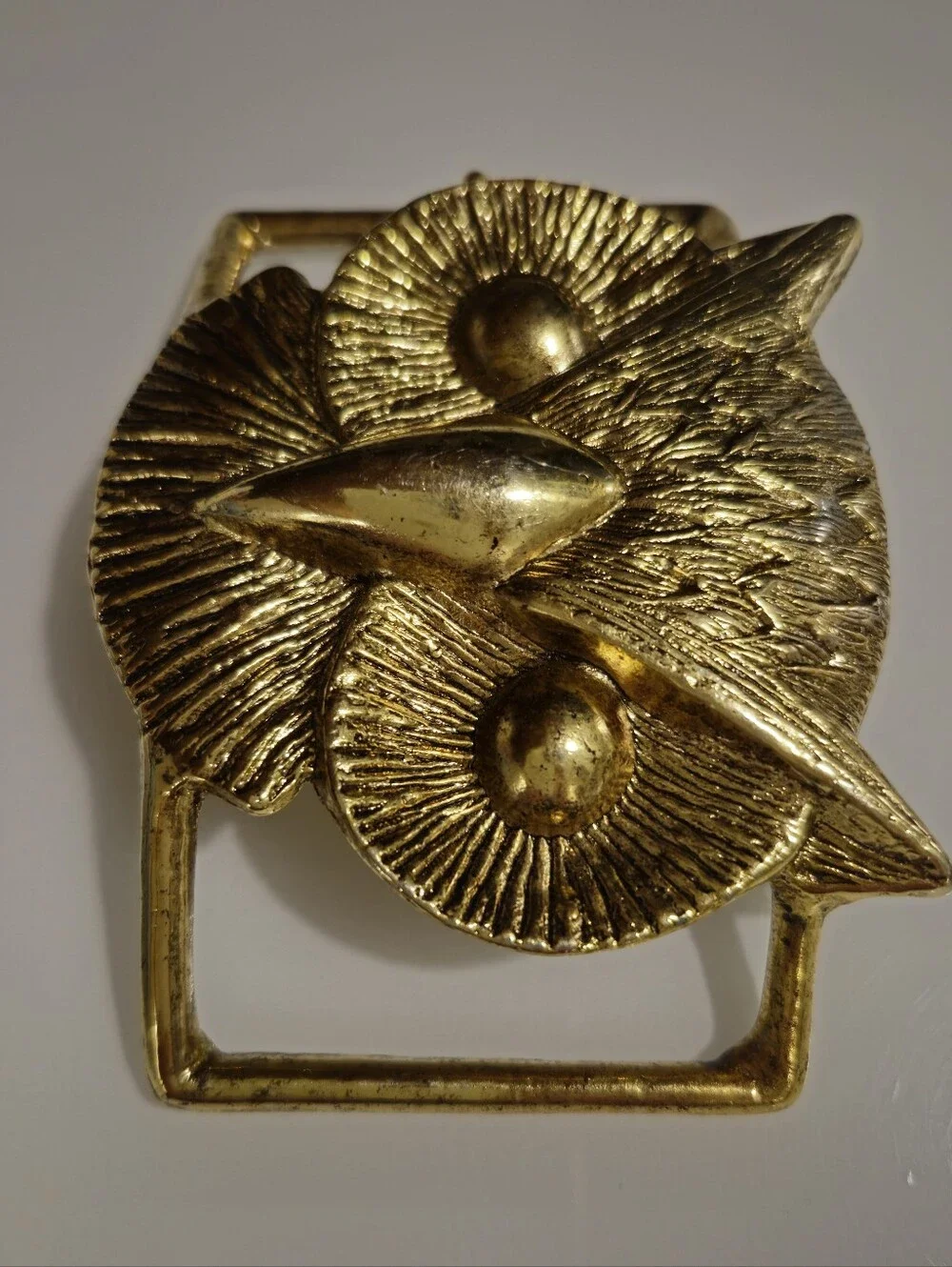 Vintage Gold Tone Owl Belt Buckle Statement Boho Western Unisex